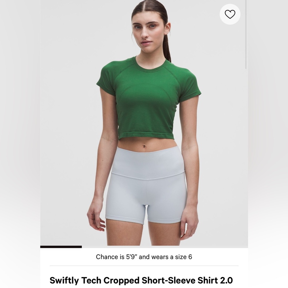 Lululemon Athletica Green Boxy Crop Top Short Sleeve